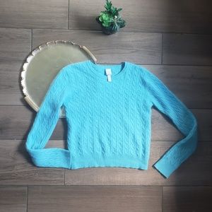 Aqua cable knit cashmere crew sweater m